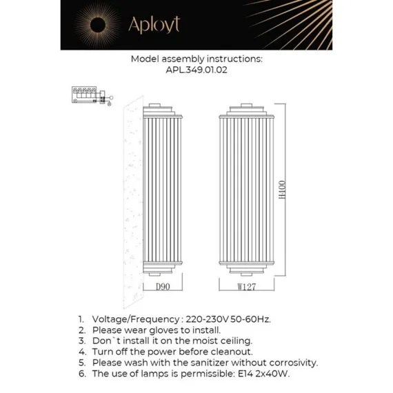 Настенный светильник Klodina APL.349.01.02 Aployt