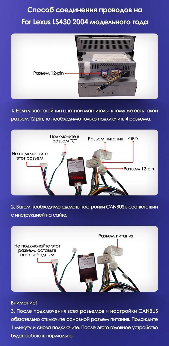 Магнитола для Lexus LS430, Toyota Celsior XF30 2000-2006 (ШГУ монохром) - Kuberg OL-9563-1 IPS, Android 10, 4G SIM-слот