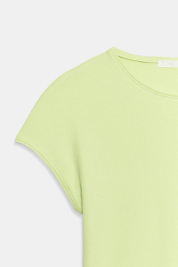 ZARA УКОРОЧЕННАЯ ФУТБОЛКА С КОРОТКИМИ РУКАВАМИ, НЕОНОВЫЙ ЗЕЛЕНЫЙ