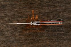 Нож складной CJRB J1942-RW Pyrite Bowie, клинок 80мм, сталь AR-RPM9, рукоять: дерево, сталь