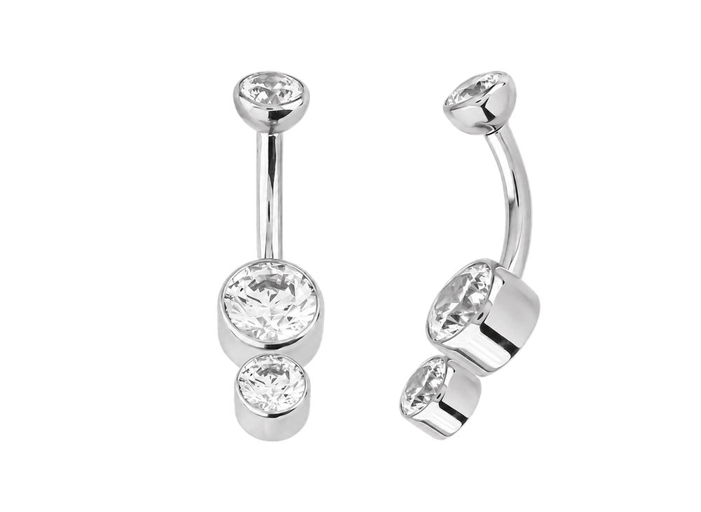 Банан в пупок гемини безель с кристаллами Premium Zirconia