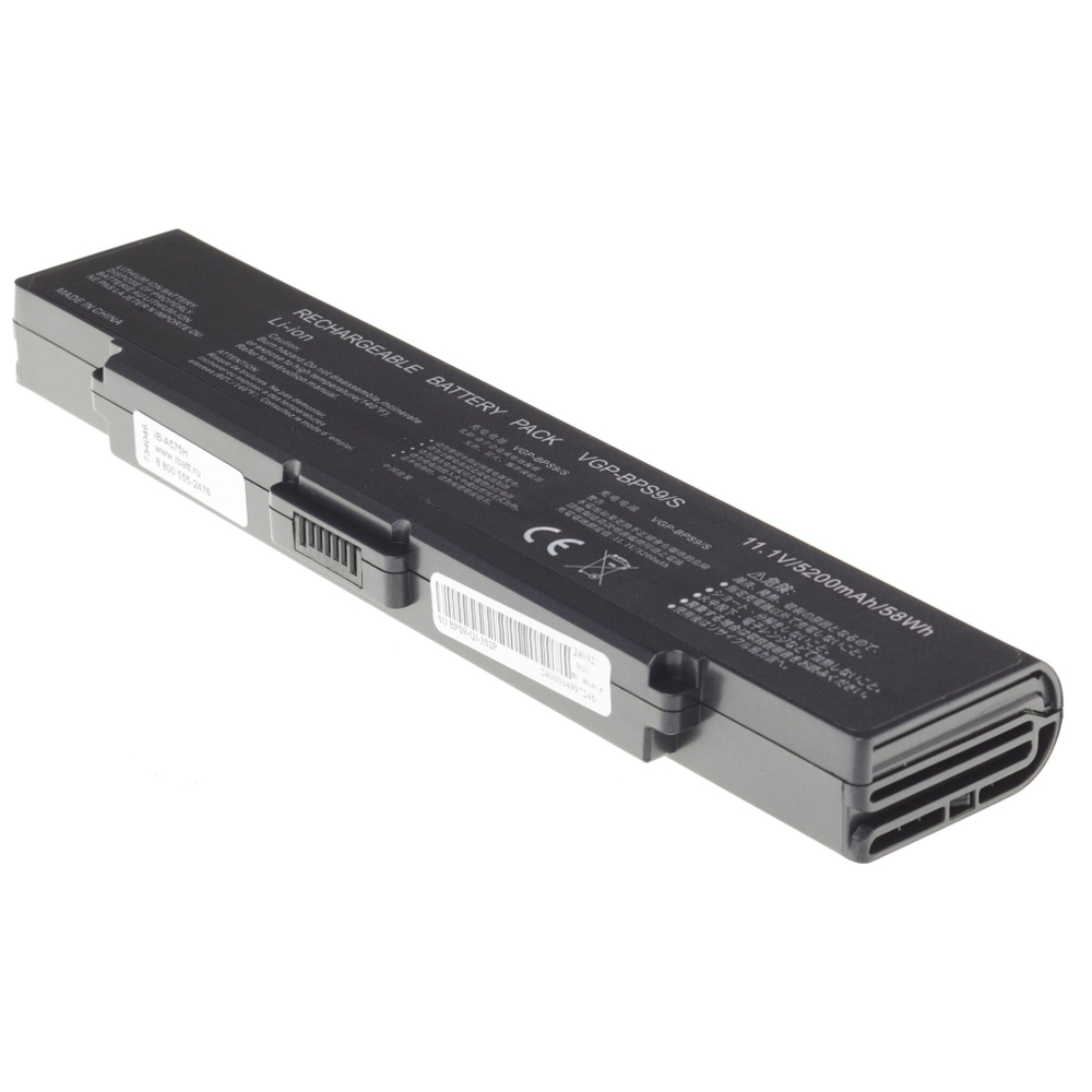Аккумуляторная батарея iBatt 5200 mAh для ноутбука Sony VGP-BPS9, VGP-BPS9A, VGP-BPL9