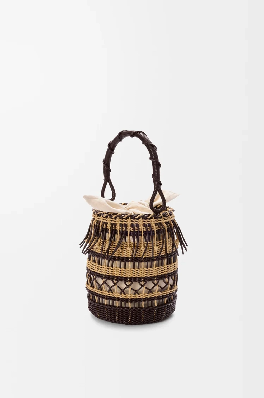 Loewe Сумка-корзинка плетеная из шнура и кожи, темно-коричневый