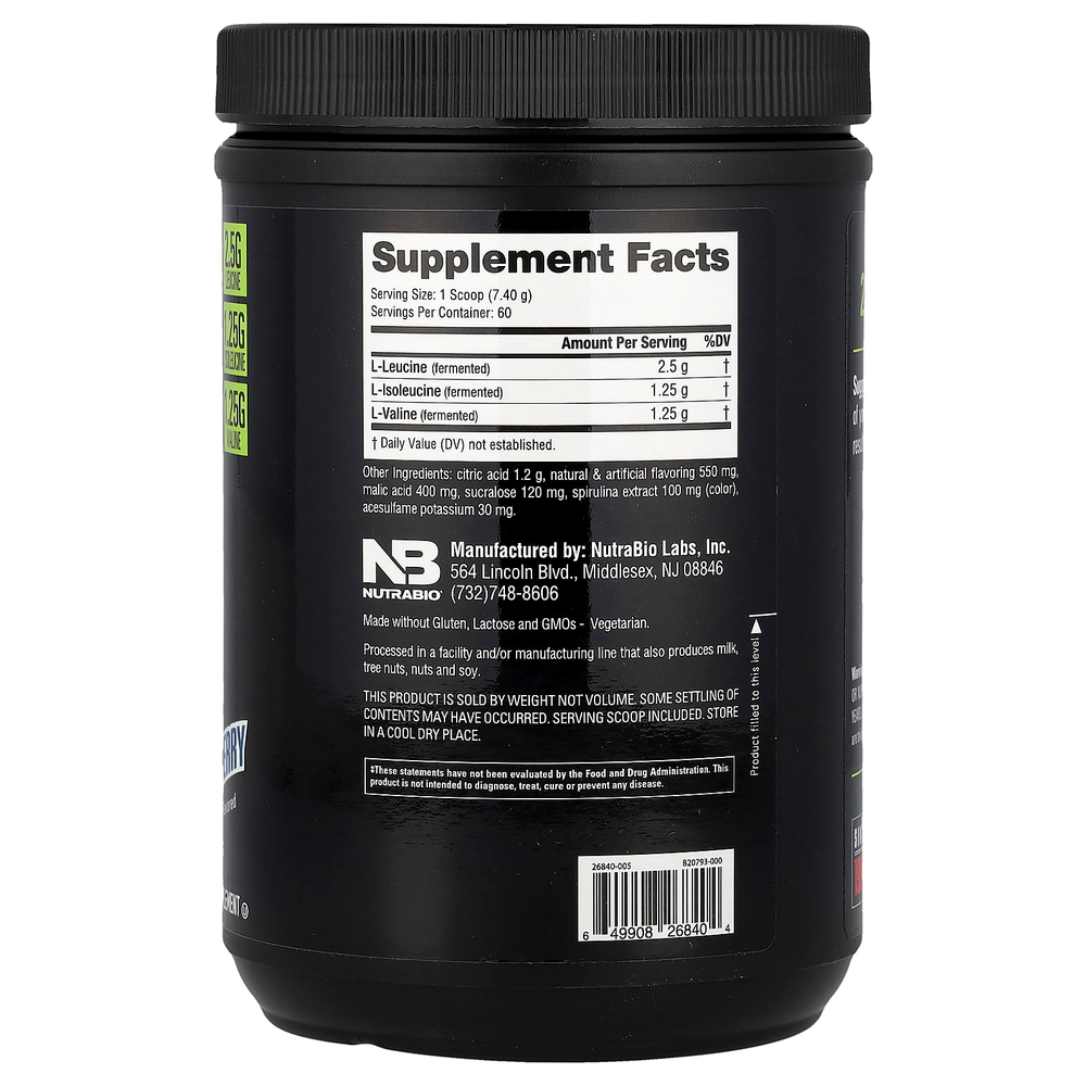 NutraBio, BCAA 5000, голубая малина, 444 г (0,98 фунта)