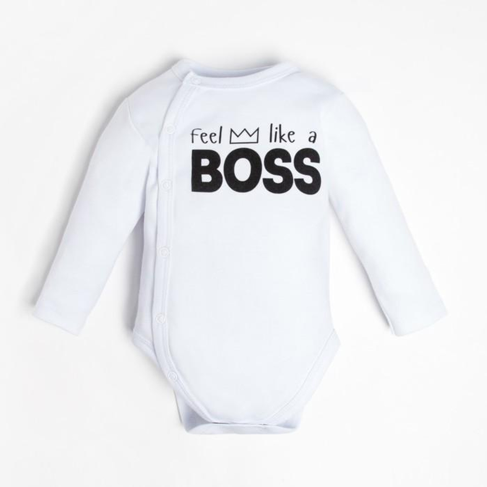 Боди с дл.рукавом Little Boss, рост 68-74 см, белый (Крошка Я)