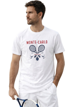 Футболка теннисная Monte-Carlo Country Club MCCC Raquette Print - white