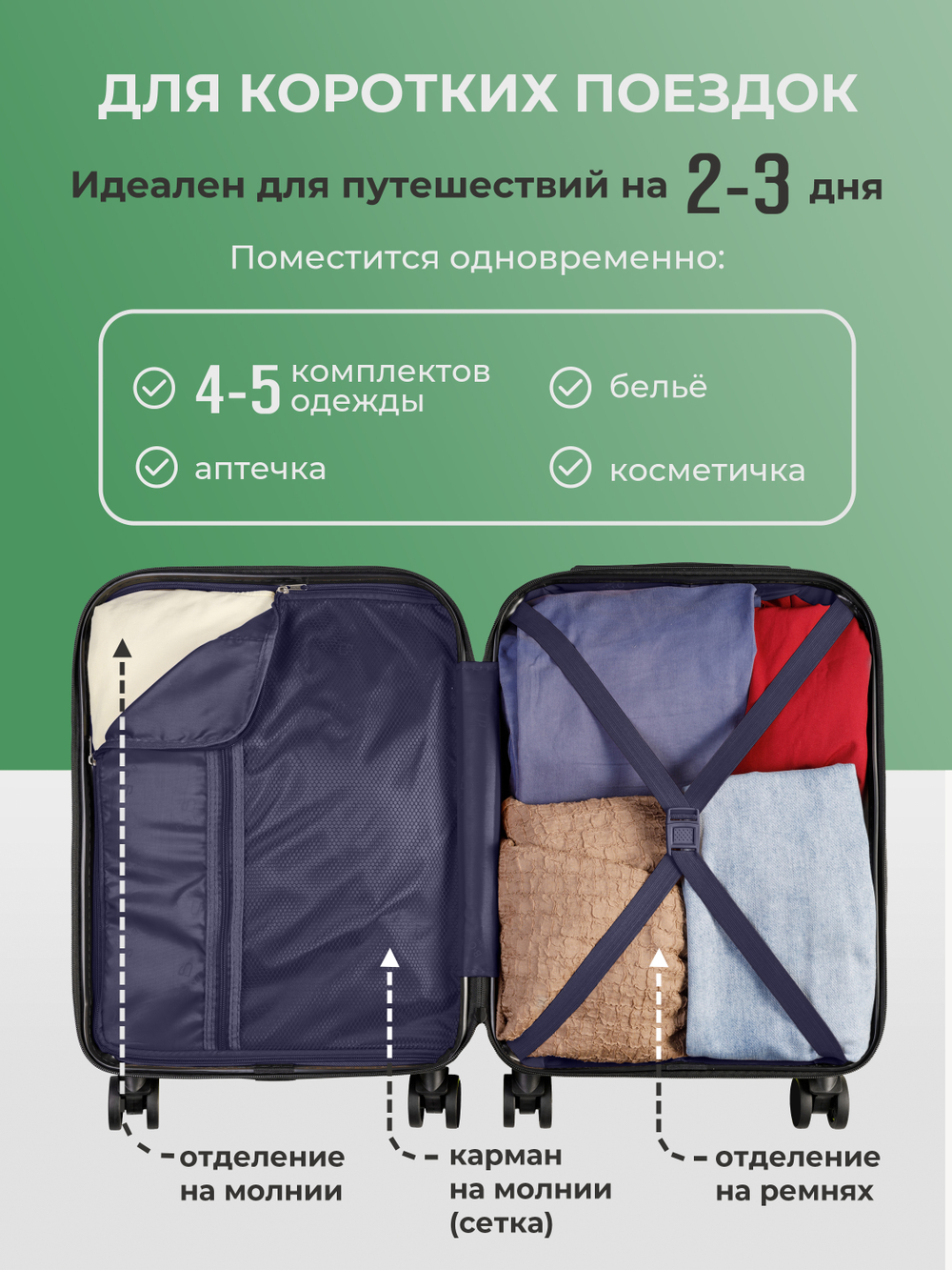 Чемодан Bonle размер S Черный