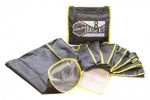 Комплект мешков для ледяной экстракции haney-bag basic 8 шт/15 л, с логотипом "basic kit", разложен на белом фоне