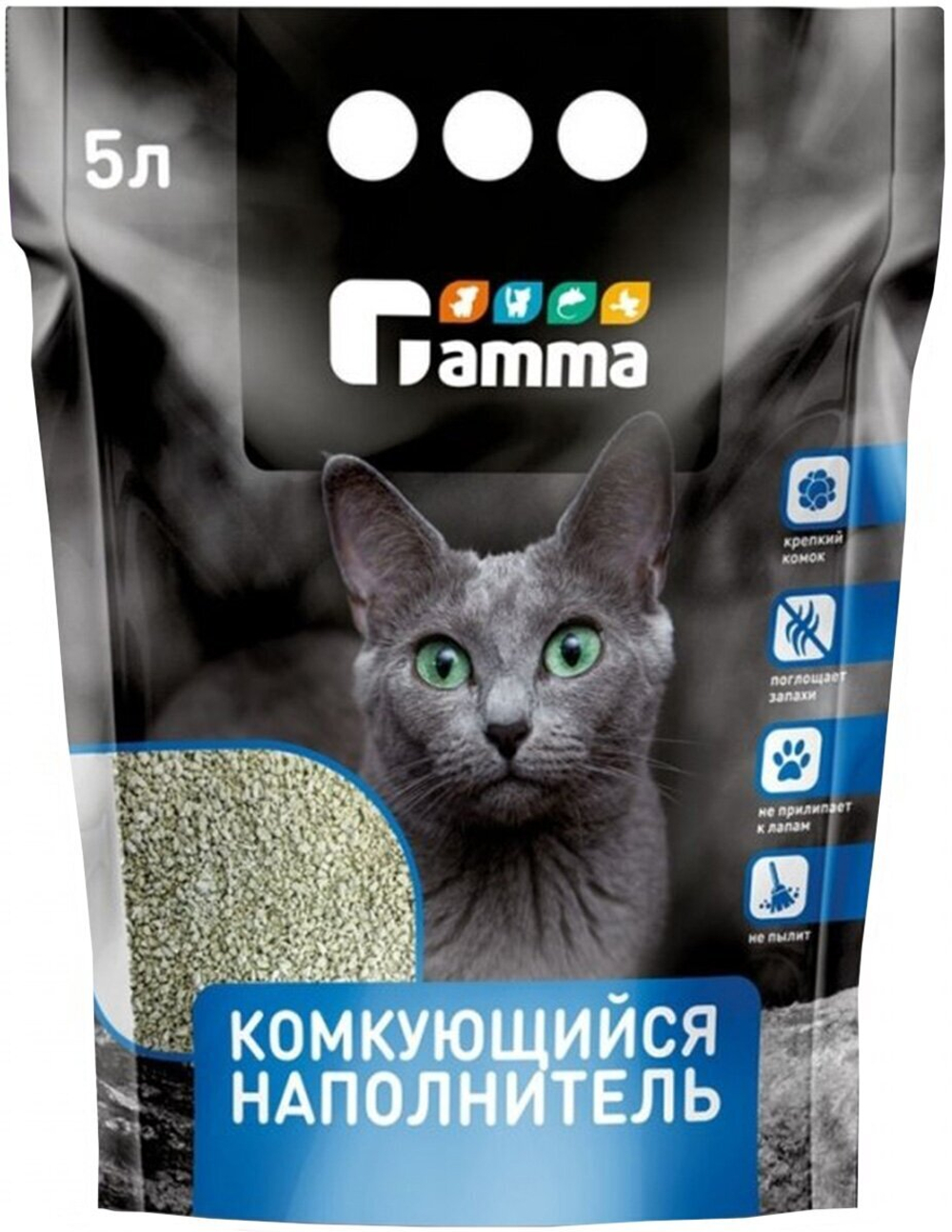 Наполнитель комкующийся минеральный Gamma, 5л