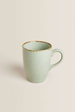 ZARA HOME ФАРФОРОВАЯ КРУЖКА ПОД СТАРИНУ, ЦВЕТ МОРСКОЙ ВОЛНЫ