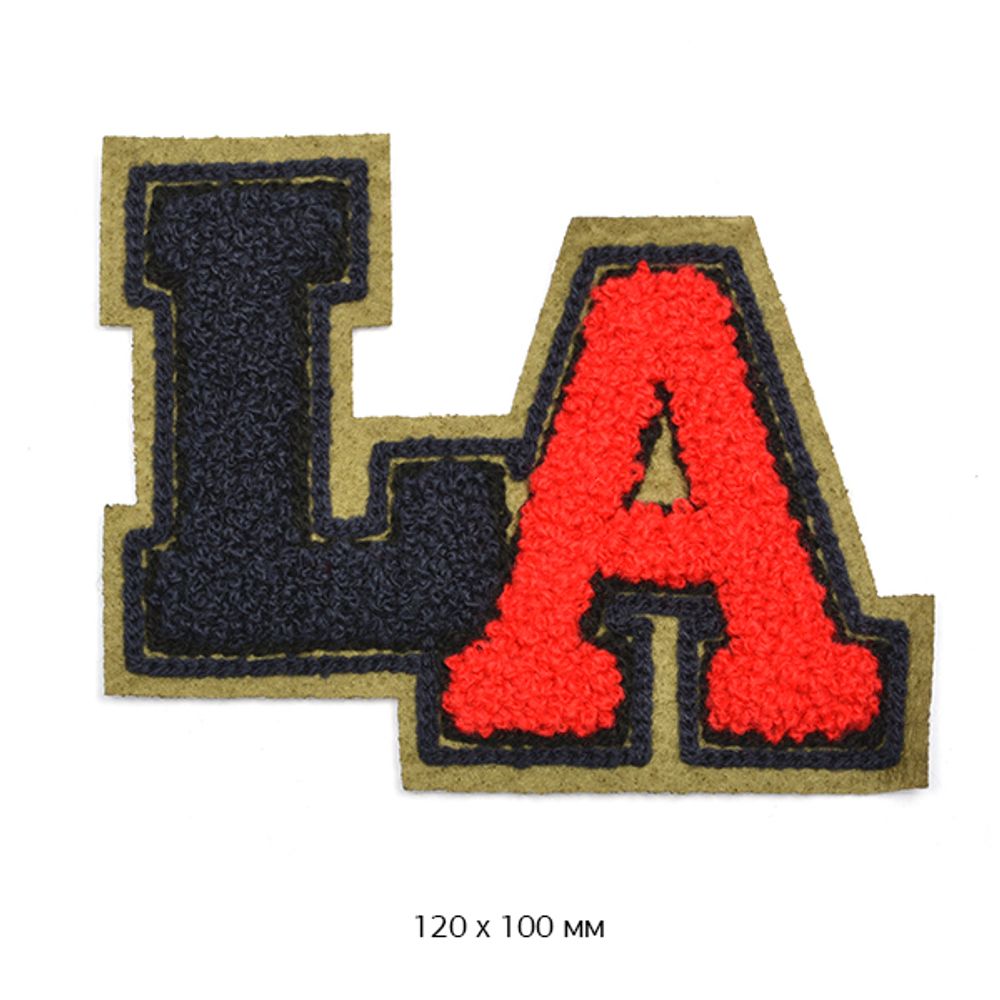 Аппликация пришивная "LA" 12х10 см, махровая, цв.черн/красный 10 шт Аппликация пришивная "LA" 12х10 см, махровая, цв.черн/красный 10 шт