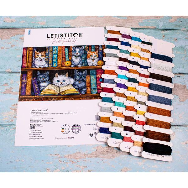 Набор для вышивания нитками LetiStitch L9917, Книжная полка 32х22см