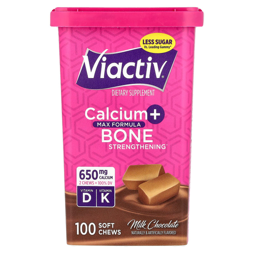 Viactiv, кальций для укрепления костей, молочный шоколад, 100 жевательных таблеток