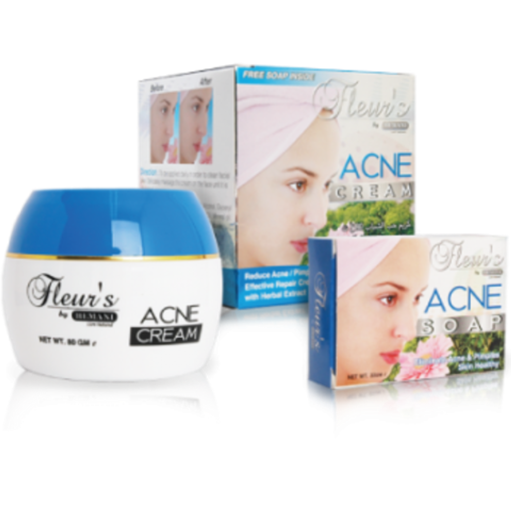 Крем для лица Hemani Fleur's Acne против акне 80 г + мыло 30 г