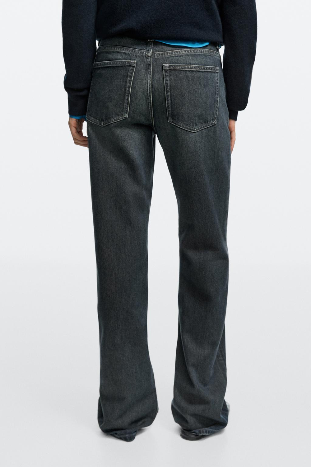 Massimo Dutti Джинсы средней посадки с широкими штанинами, темно-синий