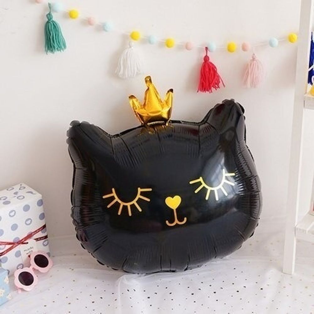 Шар (22"/56 см) Фигура, Котенок Принцесса, Черный