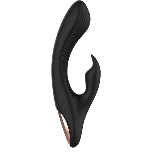 Черный вибратор-кролик 20см с часами-пультом ДУ Anne's Desire Rabbit Remote Control Watchme Technology Black