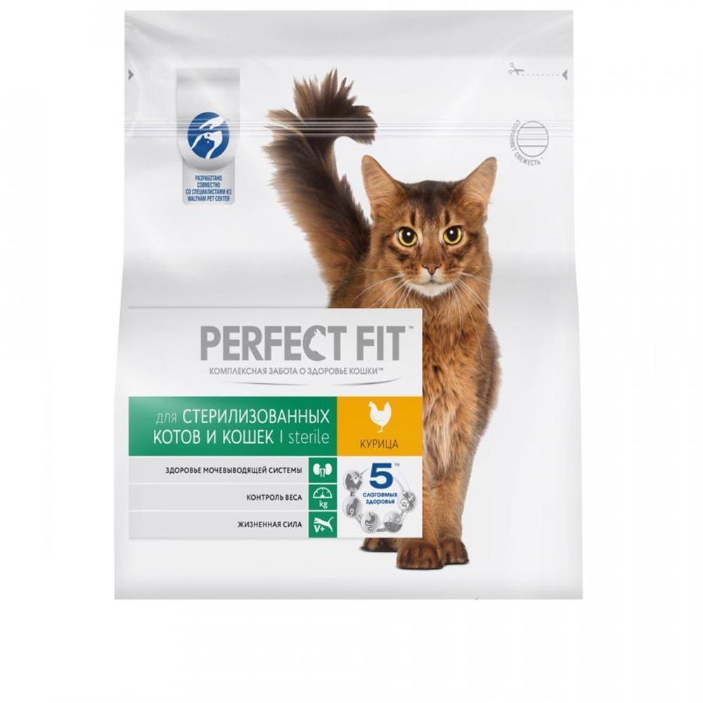 Сухой корм Perfect Fit Sterile для взрослых стерилизованных кошек, с курицей, 1.2 кг Сухой корм Perfect Fit Sterile для взрослых стерилизованных кошек, с курицей, 1.2 кг