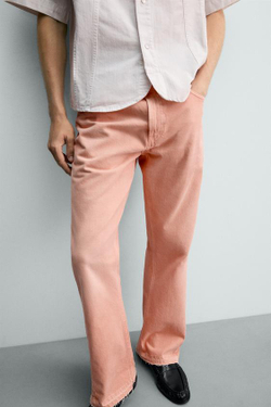 ZARA ДЖИНСЫ FLARED FIT, РОЗОВЫЙ