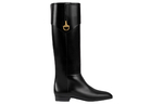 GUCCI Horsebit Leather Knee high Boots 2cm Women"s Black