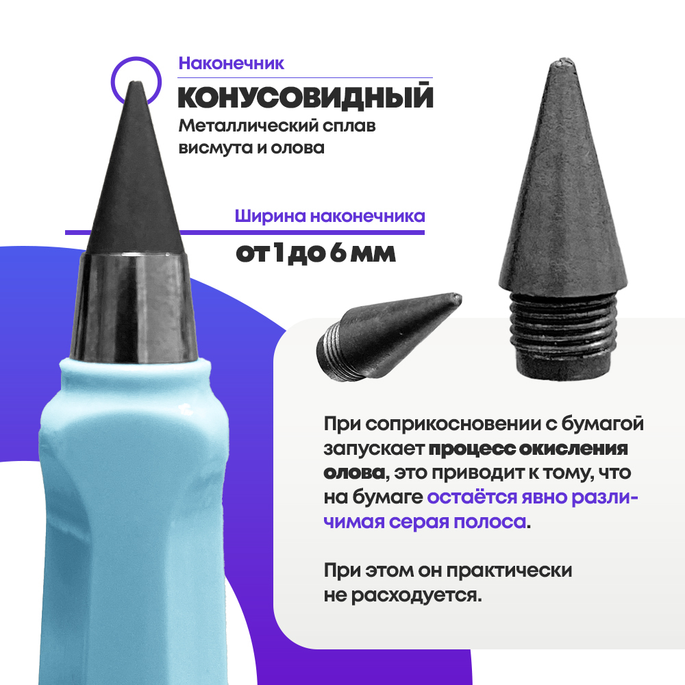Вечный простой карандаш с ластиком, светло-голубой цвет, MC-Basir, незаканчивающийся и вечно пишущий черный карандаш-ручка в разборном корпусе