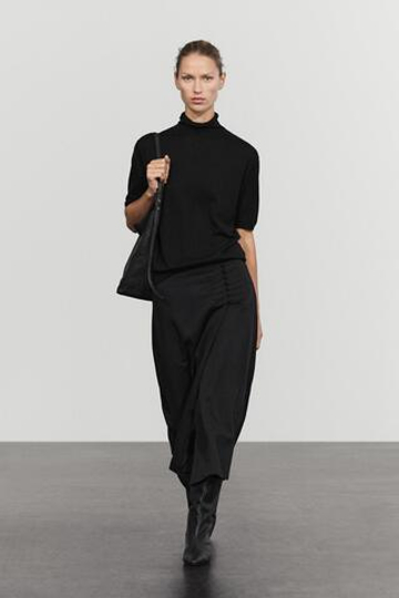 Massimo Dutti Юбка миди прямого кроя с пуговицами, черный