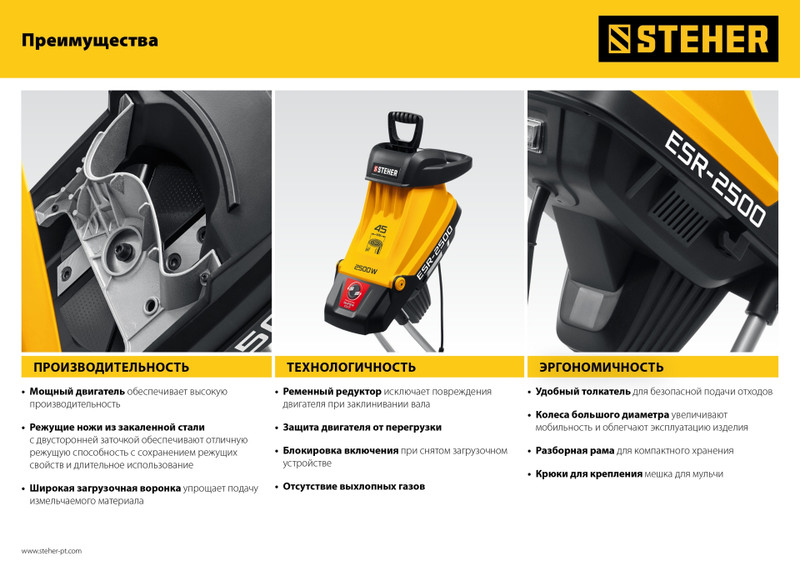 STEHER 2500 Вт, электрический садовый измельчитель (ESR-2500)