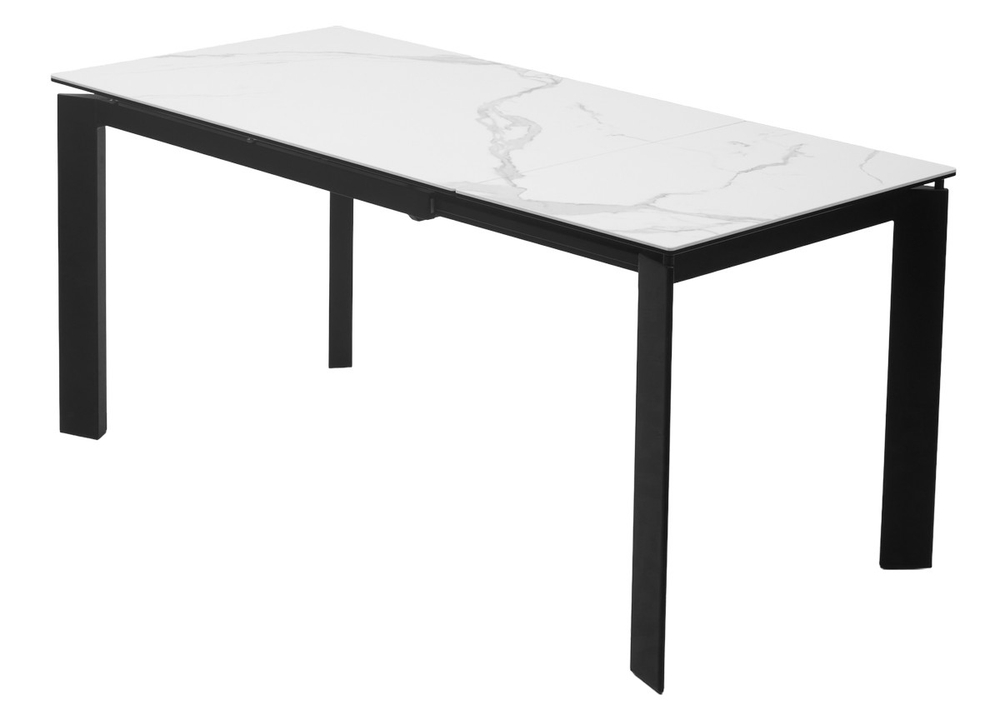 Стол М-City DISAUR Корнер (Corner) 120 Белый мрамор (High Gloss Statuario) керамика, стекло, Черный