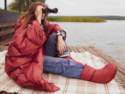 Дорожный плед-пончо пуховый 130х170 German Grass Travel Cape Plaid бордовый Бордовый
