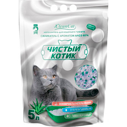 Чистый Котик наполнитель силикагель "Алоэ Вера", 3,5л