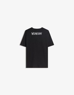 BERSHKA Футболка с принтом Wednesday, черный