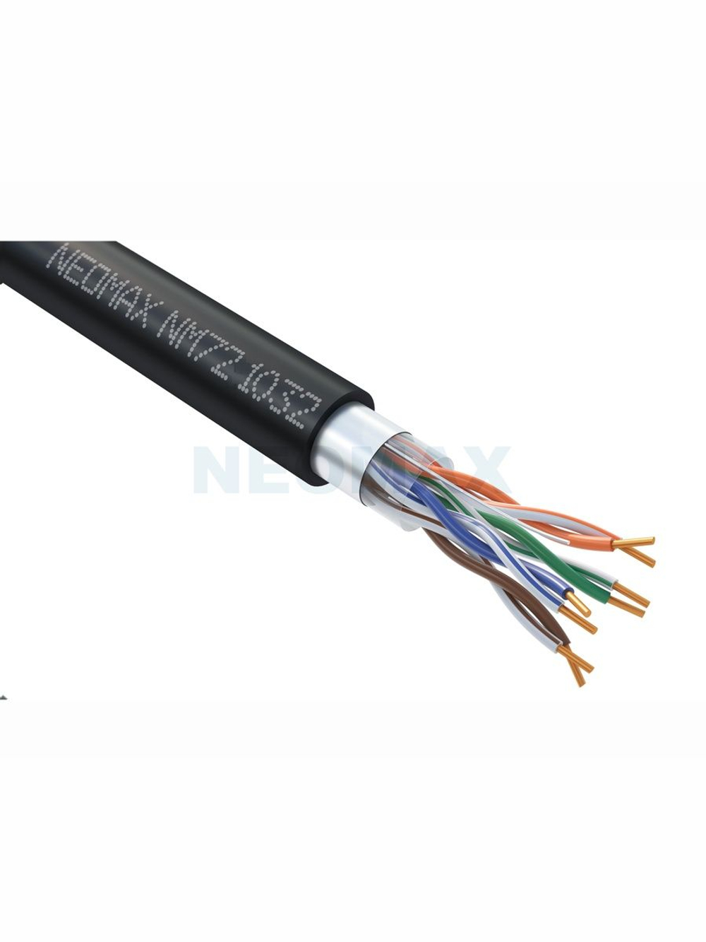 Кабель витая пара NEOMAX NM721032-Р F/UTP cat.5e 4x2x0.46 (25 AWG), одножильный, чистая медь, внешний, PE, 305м, черный