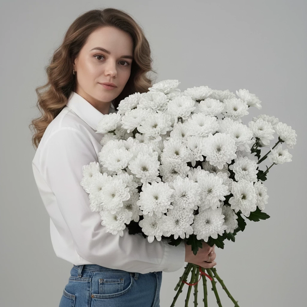 Хризантема кустовая, несколько веток в монобукете.