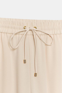 ZARA БРЮКИ ИЗ СТРУЯЩЕЙСЯ ТКАНИ С ЭЛАСТИЧНЫМ ПОЯСОМ, БЕЖЕВЫЙ