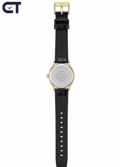 Casio MTP-V001GL-7B Standard часы наручные мужские — белый циферблат, золотистый корпус и кожаный ремешок