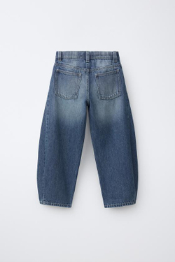ZARA ДЖИНСЫ BARREL СО ШНУРКОМ, ВЫЦВЕТШИЙ СИНИЙ