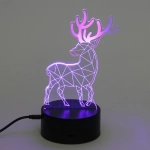 Светильник ночник «3D-Олень» на пластиковой подставке, с включателем USB