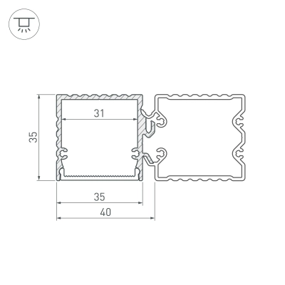 Профиль с экраном ALU-BASE-PW35S-2000 ANOD+FROST AG (Arlight, Металл)