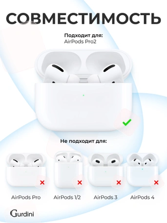 Чехол для Airpods Pro 2 Gurdini прорезиненный soft touch c карабином Голубой