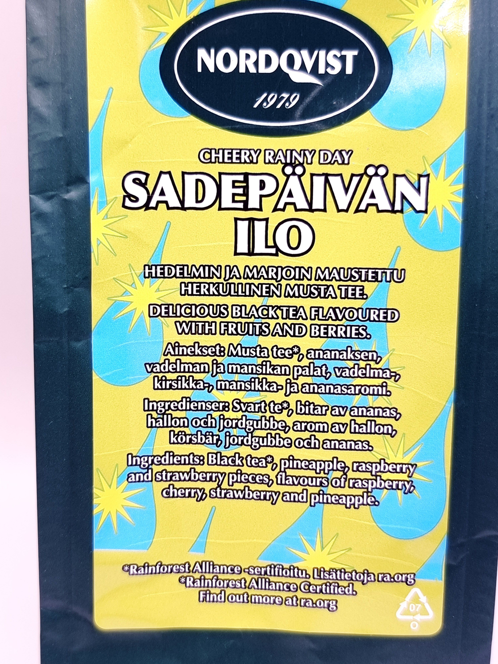 Чай черный рассыпной Nordqvist Sadepivn Ilo musta ароматизированный 80 г (Финляндия)