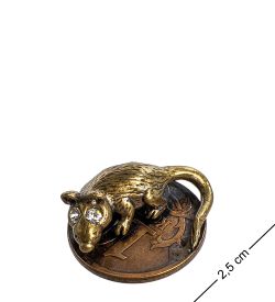 AM-1065 Фигурка кошельковая «Мышь-хранительница на монетке» (латунь)