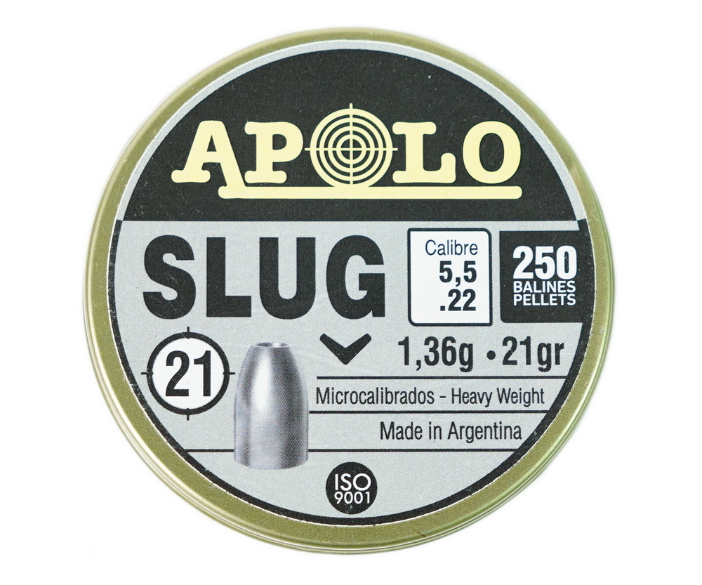 Пули пневматические Apolo Slug 5,5 мм, 1,36 г (250 штук)