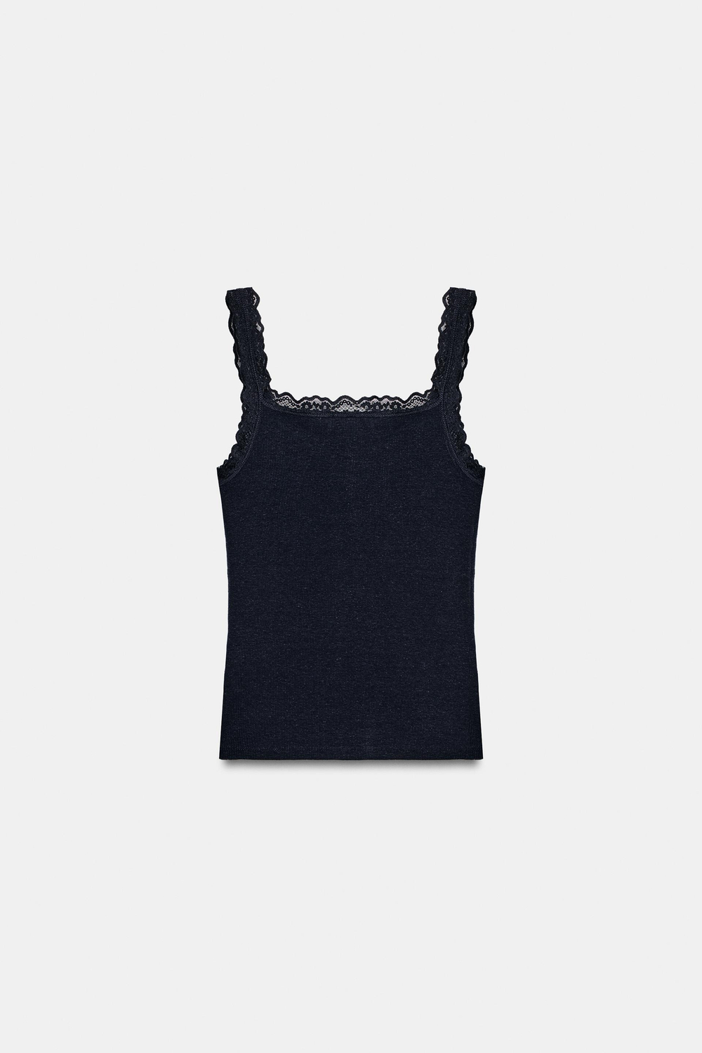 ZARA КРУЖЕВНОЙ ТОП В СТИЛЕ ХЕНЛИ, МОРСКОЙ СИНИЙ