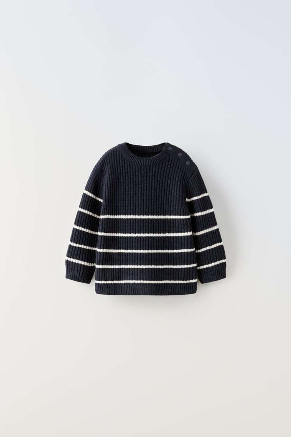 ZARA СВИТЕР В ПОЛОСКУ С КНОПКАМИ, МОРСКОЙ СИНИЙ