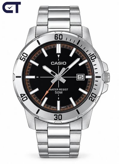 CASIO MTP-VD01D-1E2 CASIO Collection мужские наручные часы — чёрный циферблат, крупный корпус и уверенный стальной дизайн