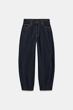 ZARA ДЖИНСЫ TAPERED С ВЫСОКОЙ ПОСАДКОЙ — ZW COLLECTION, СИНИЙ
