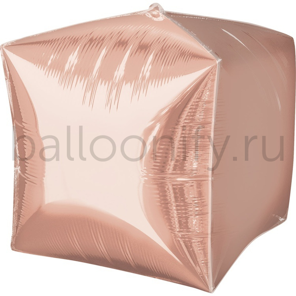 Фольгированная фигура, 3D Куб 15"/38СМ Металлик Rose Gold