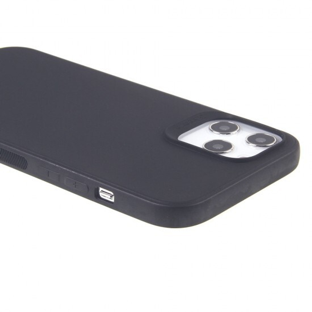 Чехол для iPhone 12 Pro Max черный силиконовый с защитой камеры, 012424 Черный