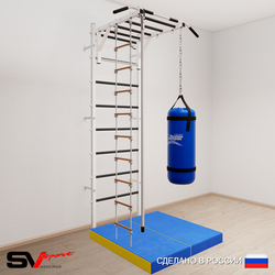 Шведская стенка Sv Sport усиленная 6346 (Турник рукоход/Канат/Лестница/Цепь/Мешок 22кг/Мат 1м)