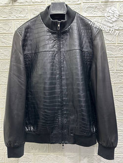 Комбинированная куртка Loro Piana из кожи крокодила